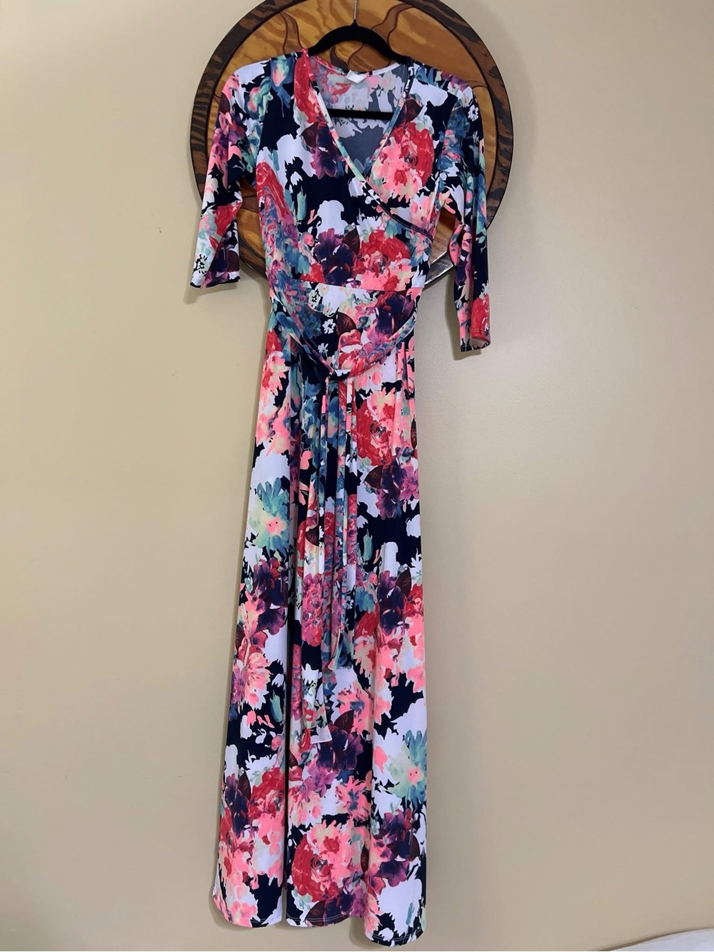 Pinkblush Floral Wrap Maxi Dress in Pink, Navy & Mint